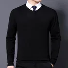Sweater Youth Men's Autumn And Winter Knitwear V-neck Pullover Pure Color Casual Warm Sweater
