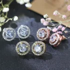 Round Stud Earrings Female Luxury Round Crystal Stud Vintage Wedding Jewelry Earrings