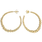 Hoop Earrings Trendy Hoop Gold Plated Stainless Steel Beaded Hoop Women Cc Earrings