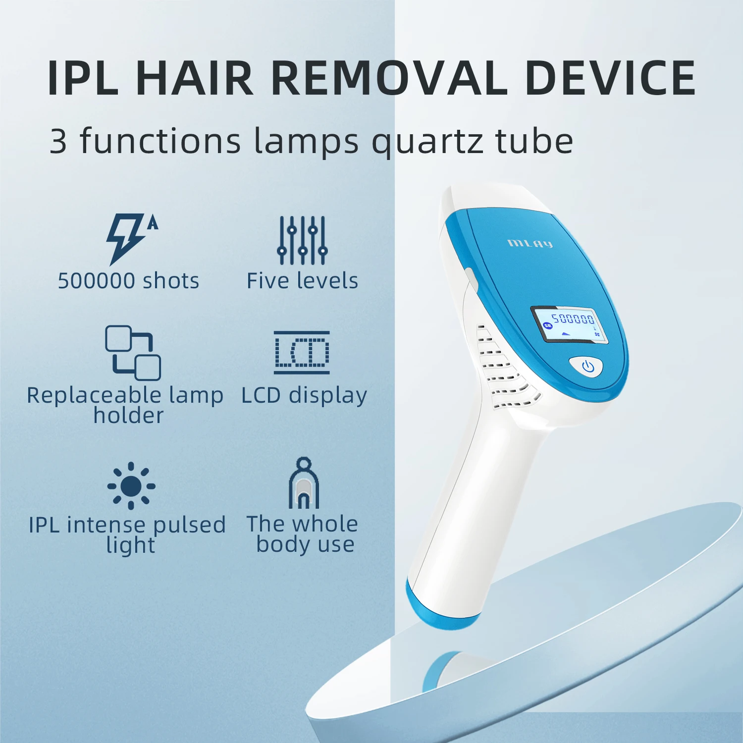 Portable IPL Laser Epilator UK Plug Powered Pulsed Light System for Home Use for Skin Rejuvenation and Body Hair Removal