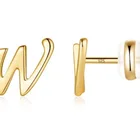 Studs Special Design 26 Gold Letter Glossy Gold Plated Ear Studs Exquisite Small Earrings
