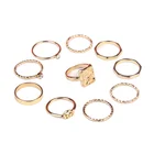 Ring Factory Direct Selling Popular 10 Pieces Of Retro Jewelry With Rhinestone Alloy Women's Ring Set