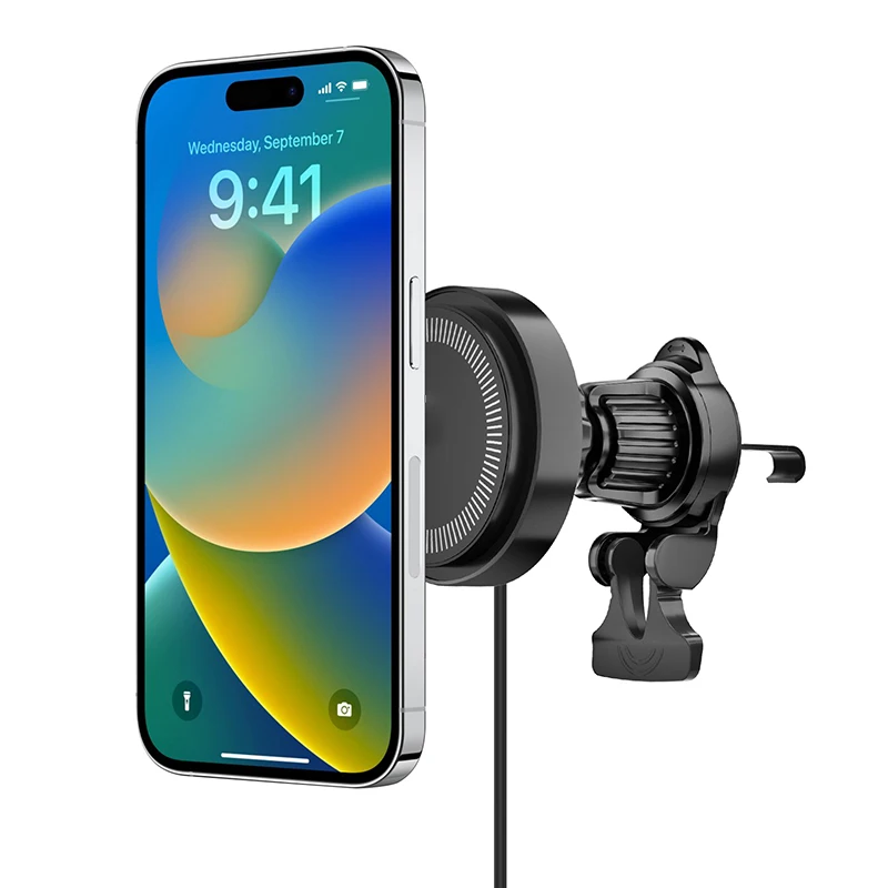 2025 New Products in Stock Magnetic Car Phone Charger 15W Wireless Charging for IPhone 15 16 Air Vent Phone Holder M1