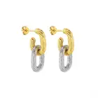 18k Gold Earrings 18K PVD Gold Plated Stainless Steel 2 Tone Double Hoop Post Earrings