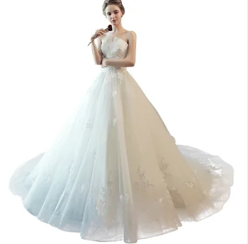 New Design White Strapless Fashion Slim Fit Bride Long Tail Korean Wedding Dress