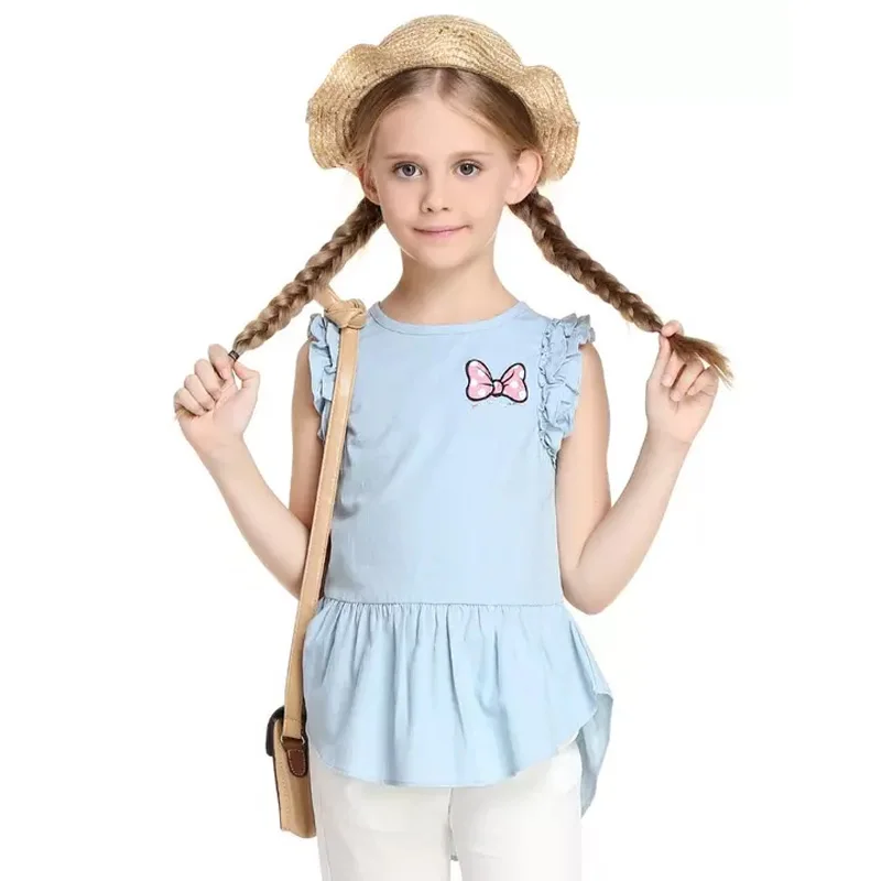 new fashion kids wear light blue girls top design little girl model top 100