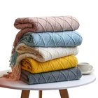 Tassel Wholesale Nordic Knit Blanket Woven Sleeping Sofa Tassel Blanket Soft Cozy Nap Air Conditioning Blanket