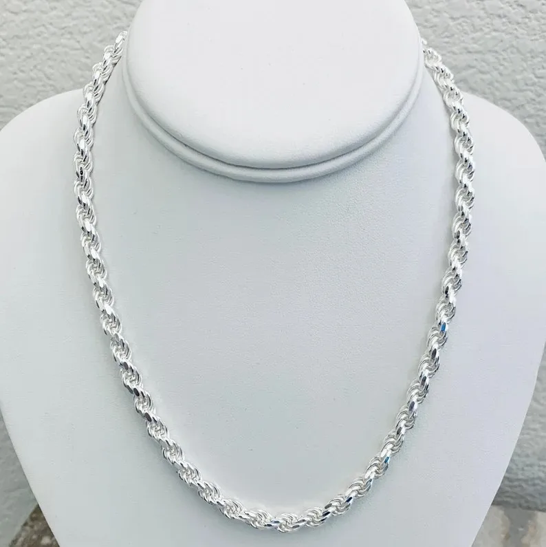 6mm sterling silver rope chain