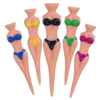 FactoryWwholesale High Quality 80Mm 5 Colors Unique Funny Plastic Bikini Lady Golf Tees