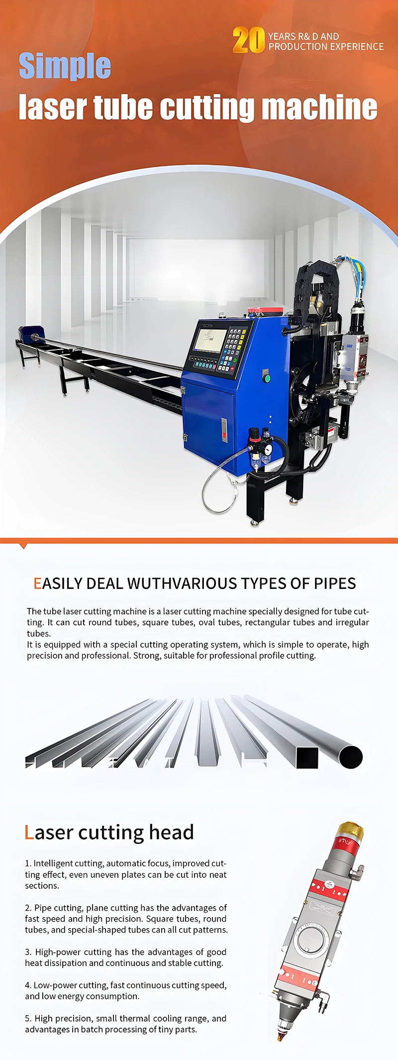 Multifunctional Small Business Laser Tube Cutting Machine Simple Operation for Metal-New Condition