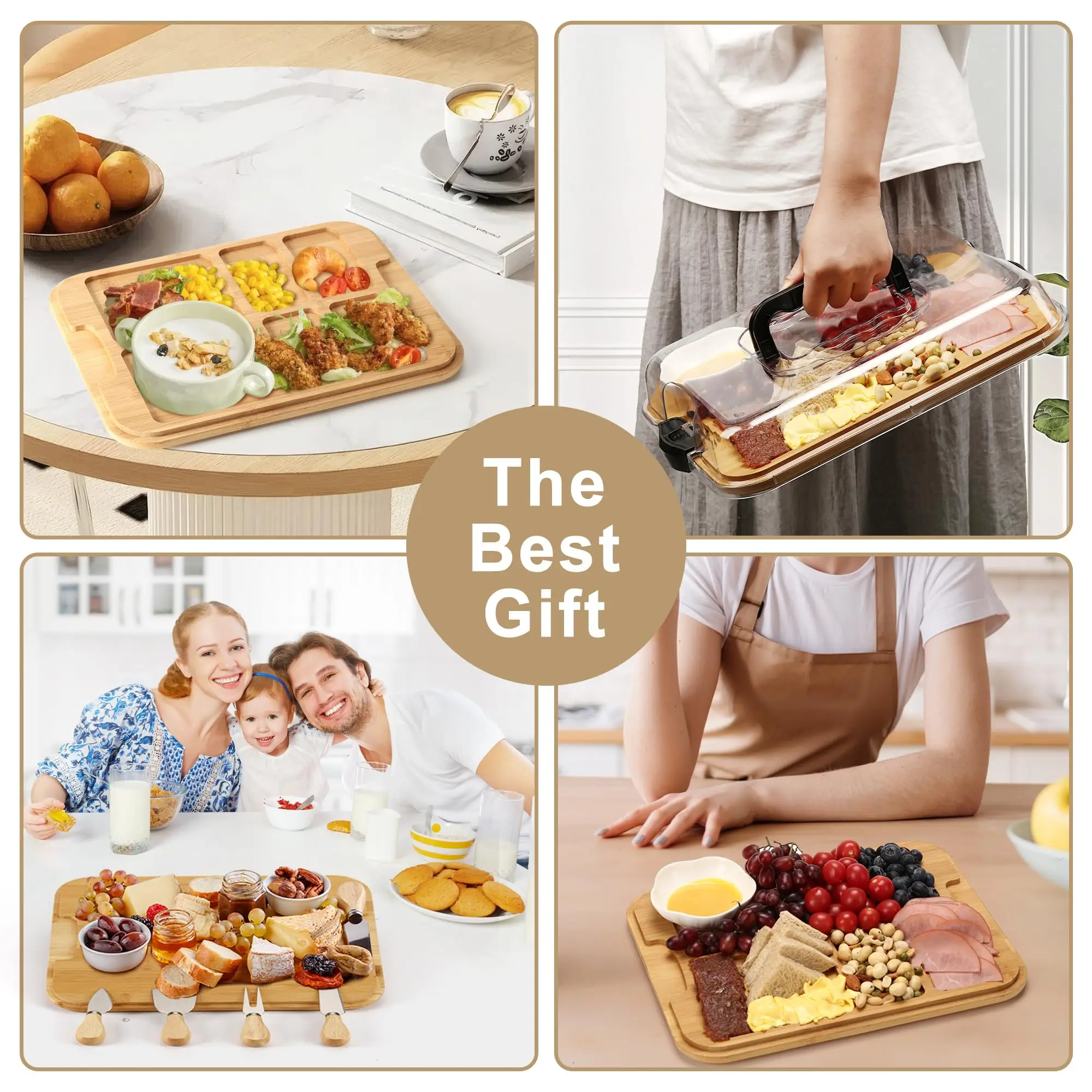 product christmas gift kitchen cheese tool cheese board serving tray with lid party gatherings portable can be taken out cutting board-7