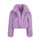 Coats Recycled Coat High Street Thick Solid Recycle Lining Purple Short Knitted Faux Fur Coats For Woman Trendy