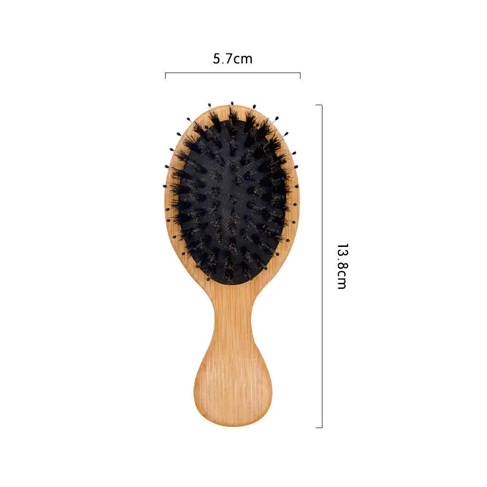 High Quality Handle Wood Relax Cute Small Mini Airbag Comb Boar Bristles Hairbrush Bamboo Comb Air Cushion Massage Comb