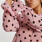 Blouse Cheap And High Quality Womens Fashion Wave Point Pattern Chiffon Blouse With Lotus Leaf Sleeve