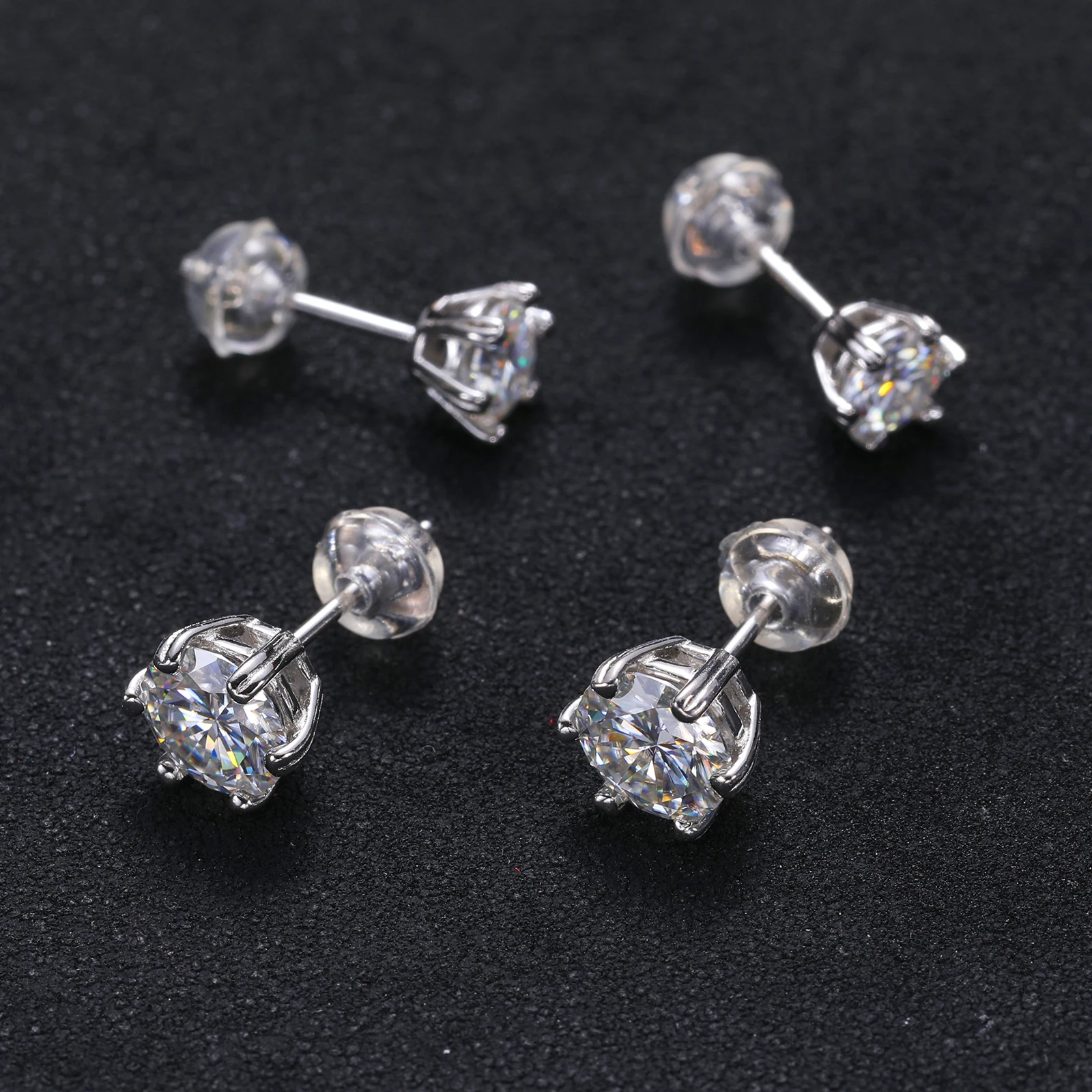 Pass Diamond Tester Six Claw Moissanite Stud 925 Sterling Silver Fine Jewelry Earrings Valentines Day Gift Earrings Women