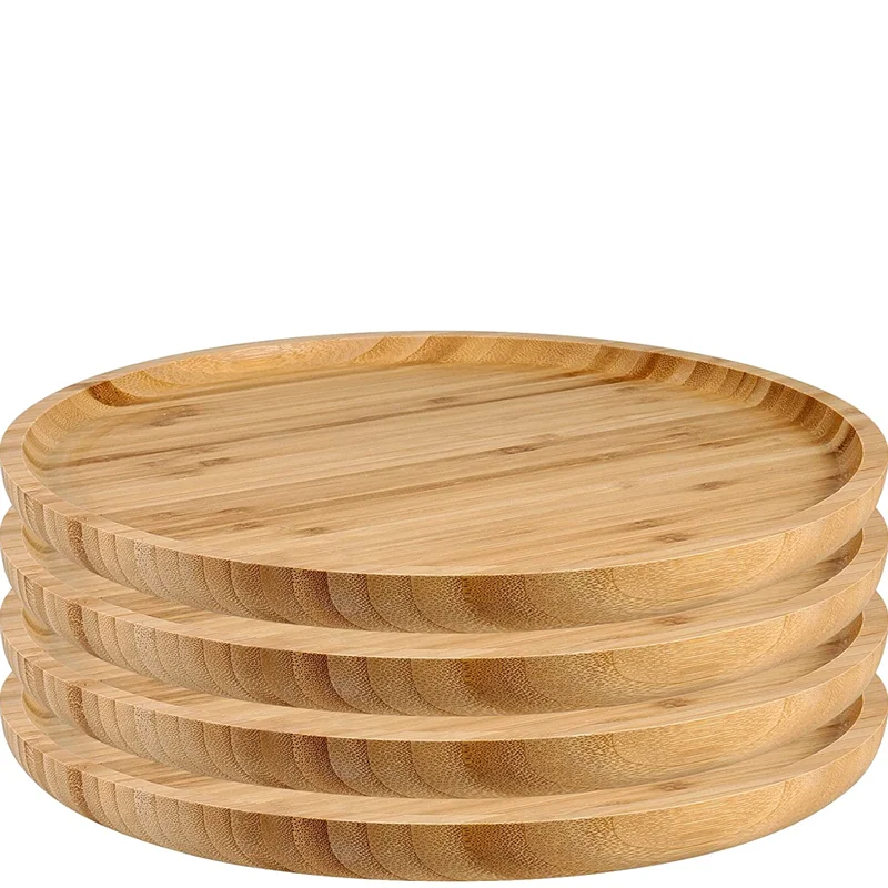 Wooden Compartment Cheese Appetizer Plate Bamboo Cookie Dessert Serving Platter Tray Chip and Dip Dish Section Plates