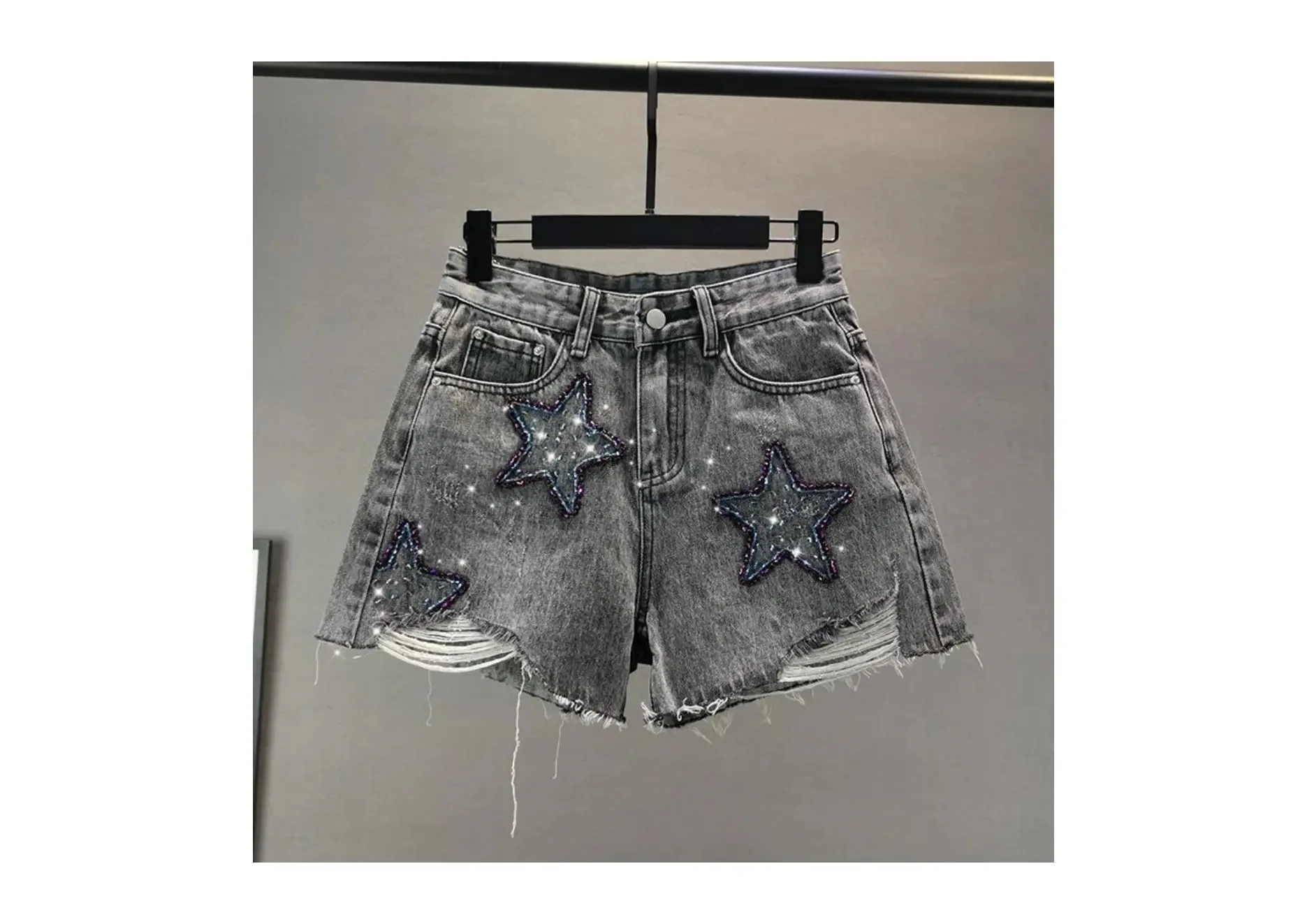 2024 New Arrivals Women Summer Shorts Basic Washed Ripped Stretch Skinny High Waist Denim Shorts