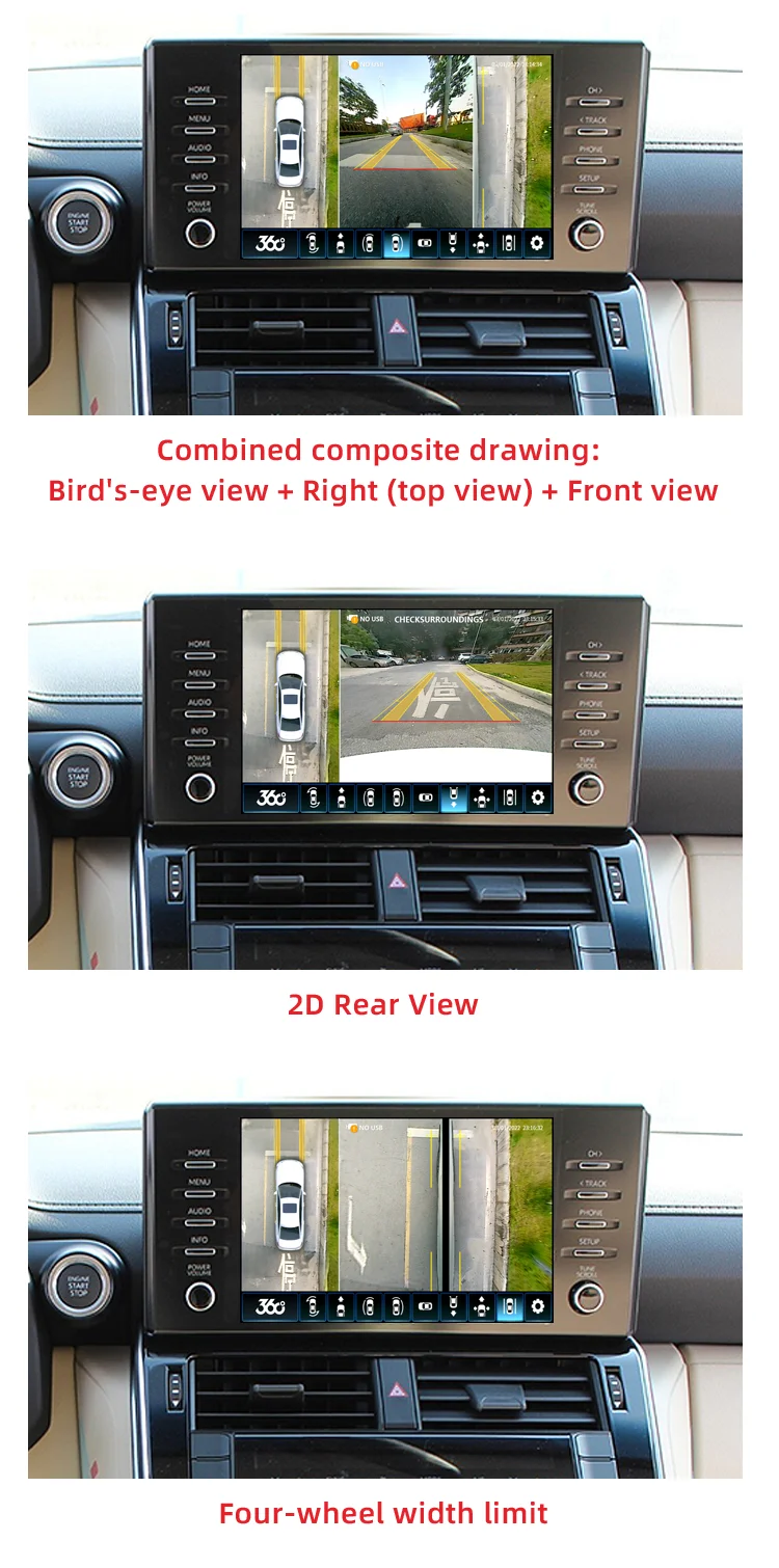 Wemaer 360 Degree Full Surround Bird Eyes View Parking Camera 4 Channel 3D AVM Car Camera System for Toyota Land Cruiser LC300 manufacture