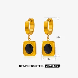 Top Quality Statement 18k Gold Stainless Steel Zircon Drop Earrings Women Geometric Dangle Earrings Jewelry For Gift
