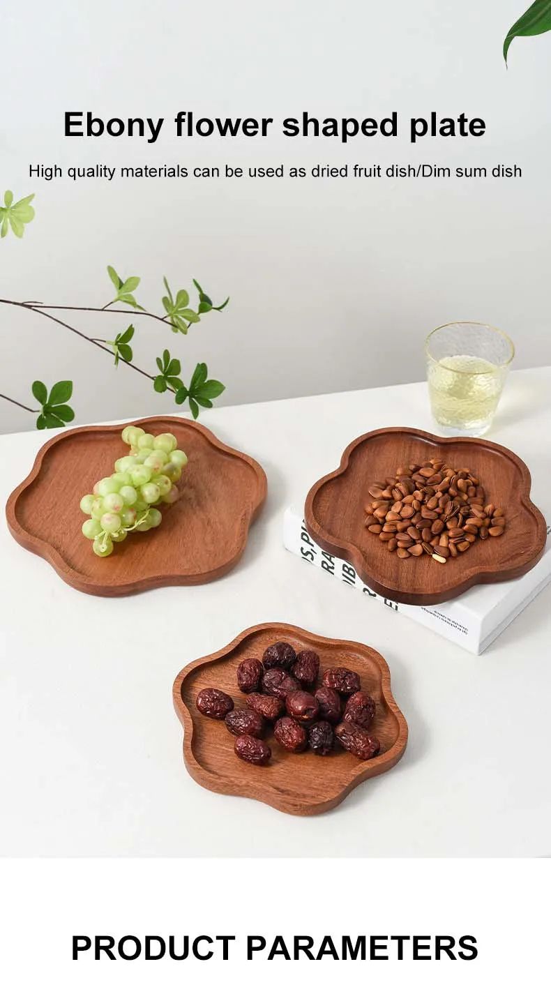 Modern Solid Wood Flower Tray for Snacks or Party Plate Dish Design