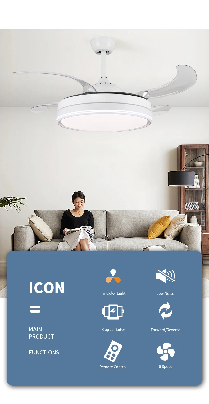 Bladeless Ceiling Fan, LED, AC85-265V 50, 4 pc - detail 12