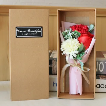 Romantic Soap Flower Artificial Rose Bouquet Valentine's Day Gift for Your Girlfriend Comes Attractive Box Packaging Leaf Shape