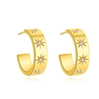 Hoop Sunshine Bling Sun Women Luxury Diamond Gold Elegant Style Ins Jewelry Crystal Hoop Earrings