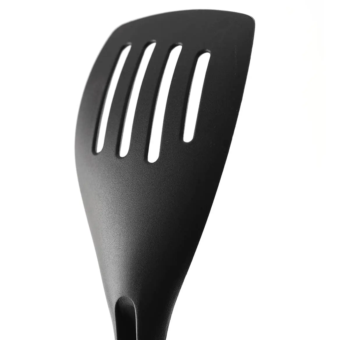 High Temperature Resistance Nylon Turner Spatula Black Kitchen Utensil Multi- Function Slotted Turner With Custom Logo