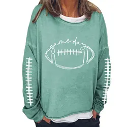 Wholesale Rugby Printing Football Plus Size Pullover Clothing Game Day Hoodies Women