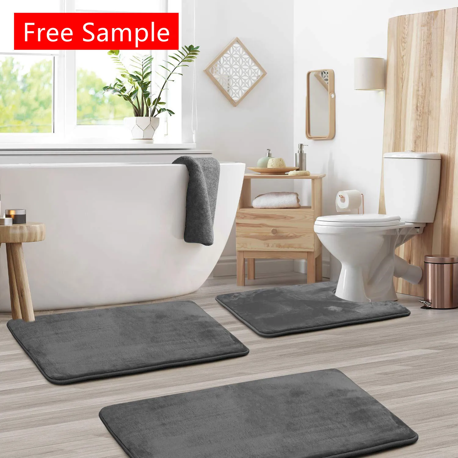 Water Absorption U Shape Toilet Rug Bath Kitchen Carpet Bathroom Cotton YS 