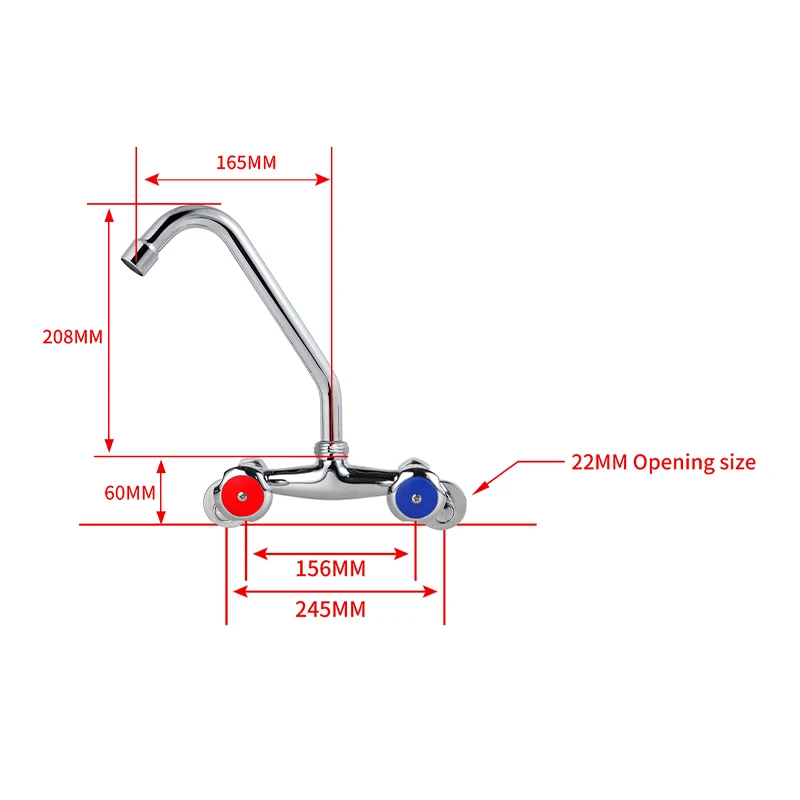 Modern Wall Mounted Kitchen Faucet Dual Switching Handle & Flexible Spout Brass Material Valve Core Basin Faucets factory