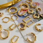 Earrings Stainless Steel Tarnish Free 2022 Geometric 18K Gold Plated Chunky Hoop Earrings Jewelry
