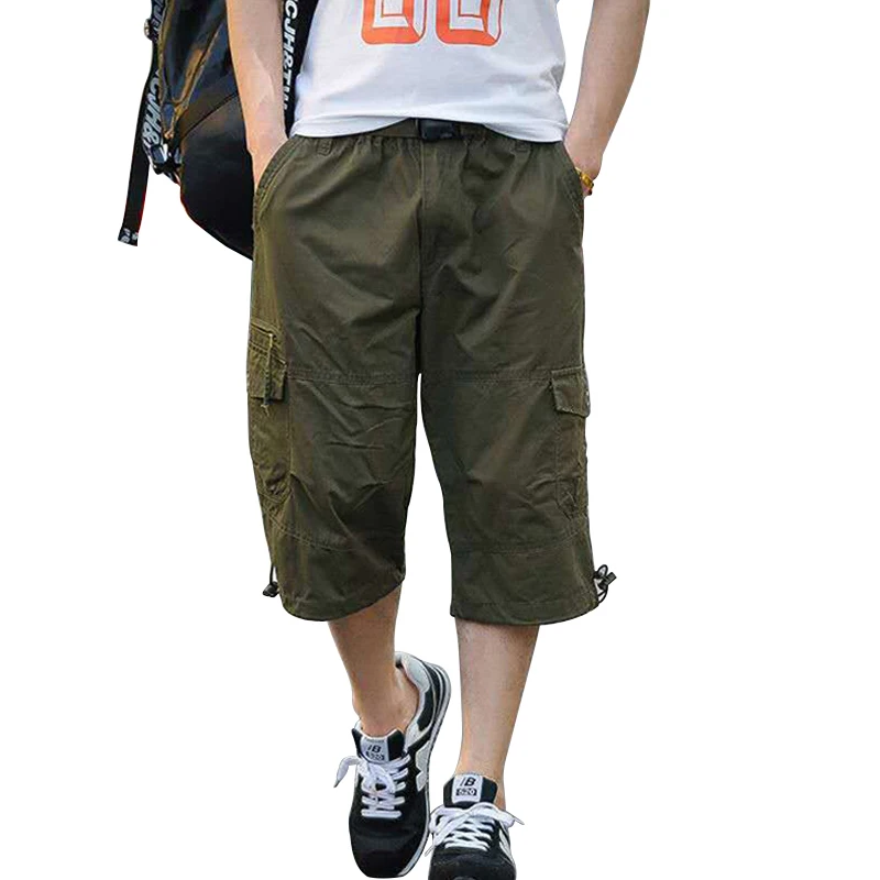 Fitscloth Men’s Casual Cargo Shorts Twill Cotton Relaxed Fit Belted Utility Multi Pocket Pants with Belt Regular Big Sizes 