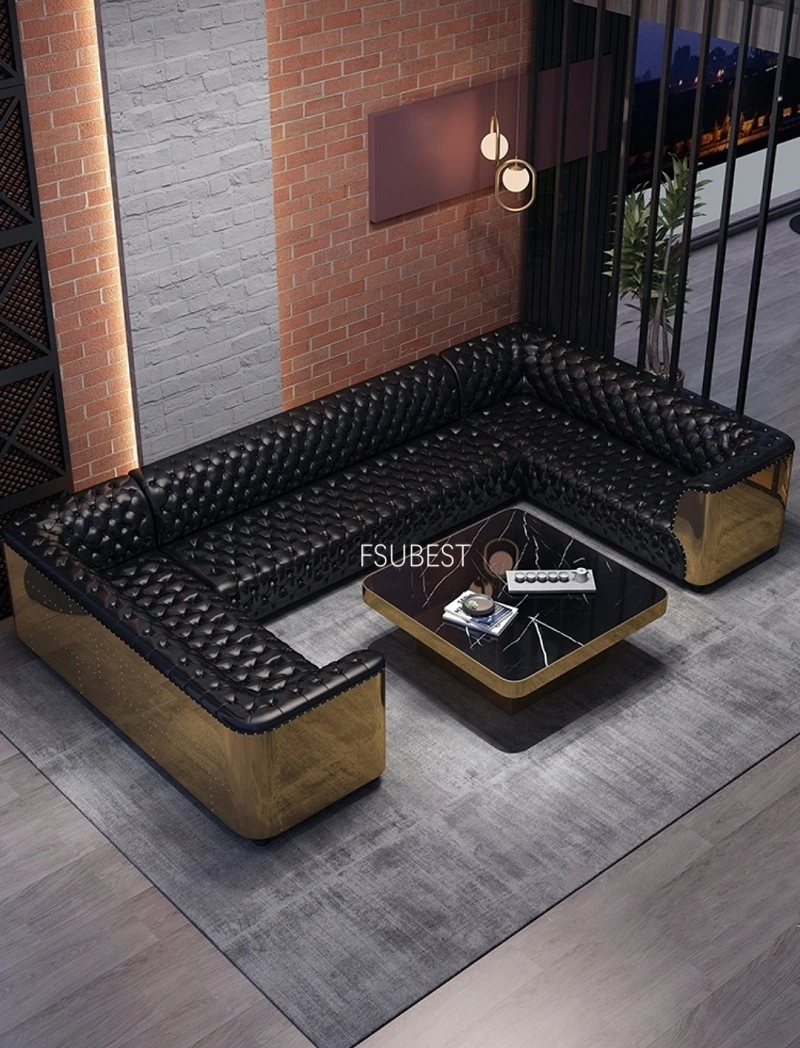 American Loft Style Aviator Genuine Buff Leather Classic Luxury Sofa