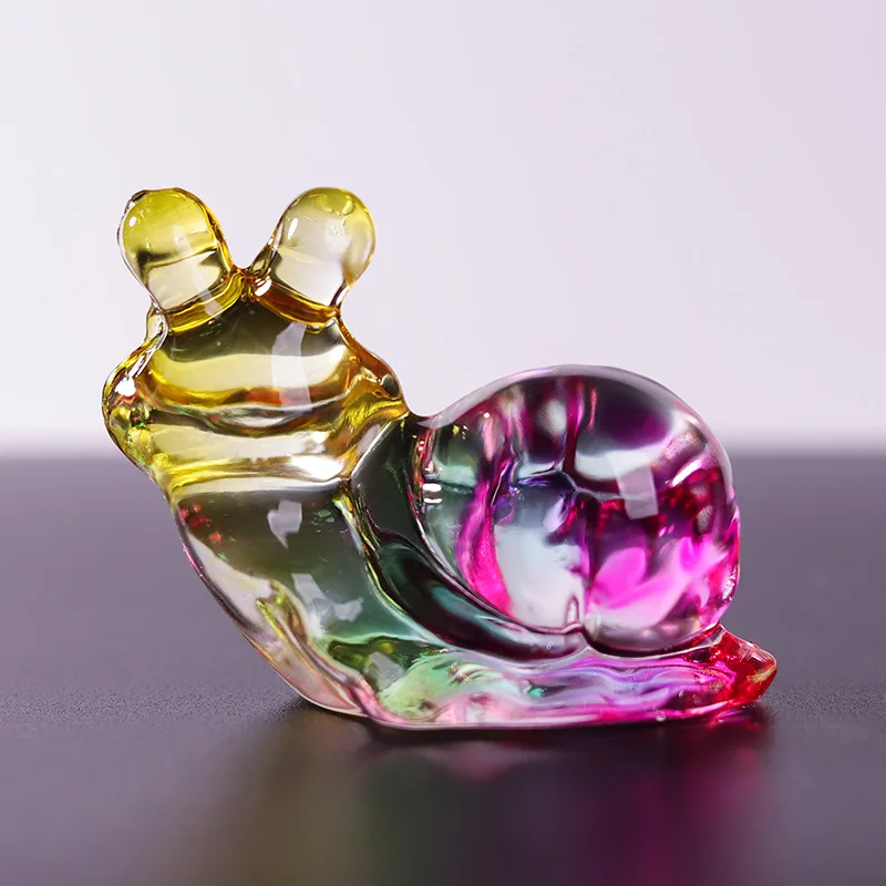 product new creative colorful crystal glass snail model realistic exquisite home decoration desktop ornament supplies-8