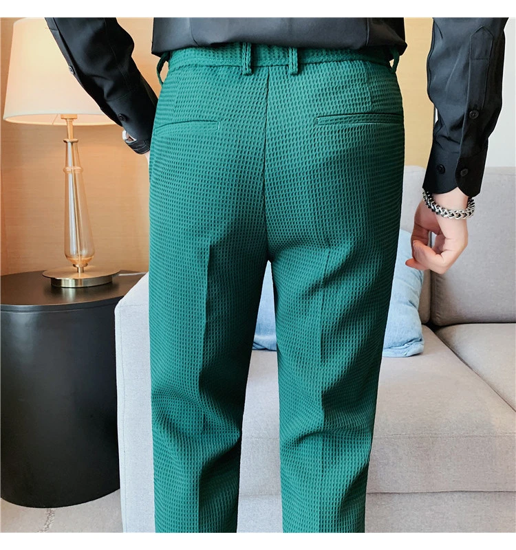 Popular new casual dress pants solid color nine-point pants fashion men's dress pants