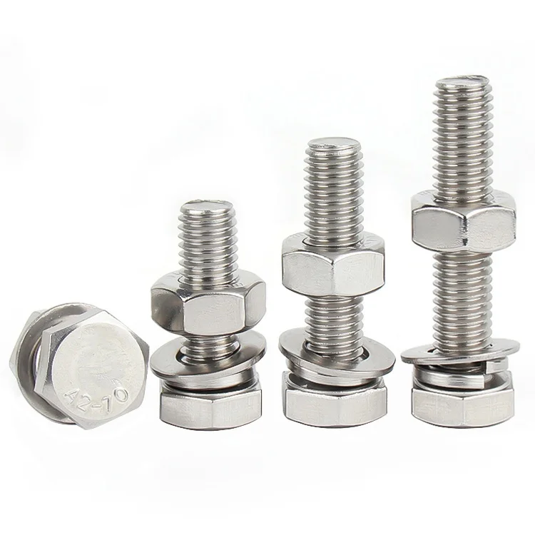 Din933 931 Stainless Steel Hex Head Bolts Hexagon Nuts Round Spring