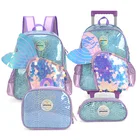 School Business School Bag Wonderful Beauty Wing Design Cartoon Kids Girls Children School Trolley Bags