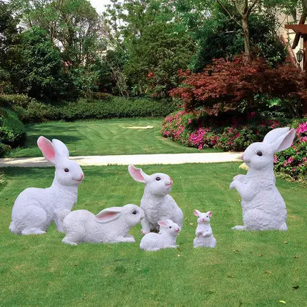 Garden Courtyard Landscaping Easter Rabbit Decoration Cute Rabbit Ornaments Outdoor Garden Resin Bunny Sculptures