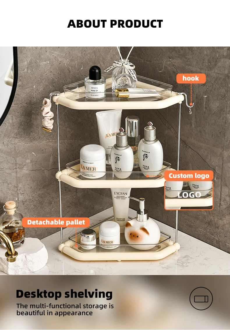 Wannuo Plastic Desktop Organizer Easy Sorting Bathroom Shelves 3-layer Bathroom Desktop Organizer manufacture