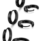 Hoop Earrings Earring Stainless 18K Gold Plated Stainless Steel Hoop Earrings Black Siver Women Earrings