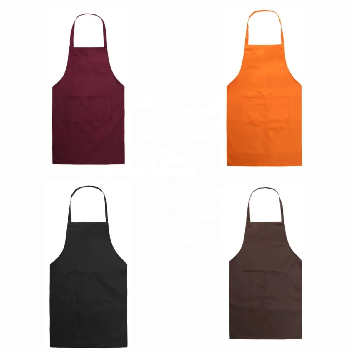 Factory Manufacturer customized plain kitchen aprons bib wholesale blank chef apron printed logo in cotton 2-pocket