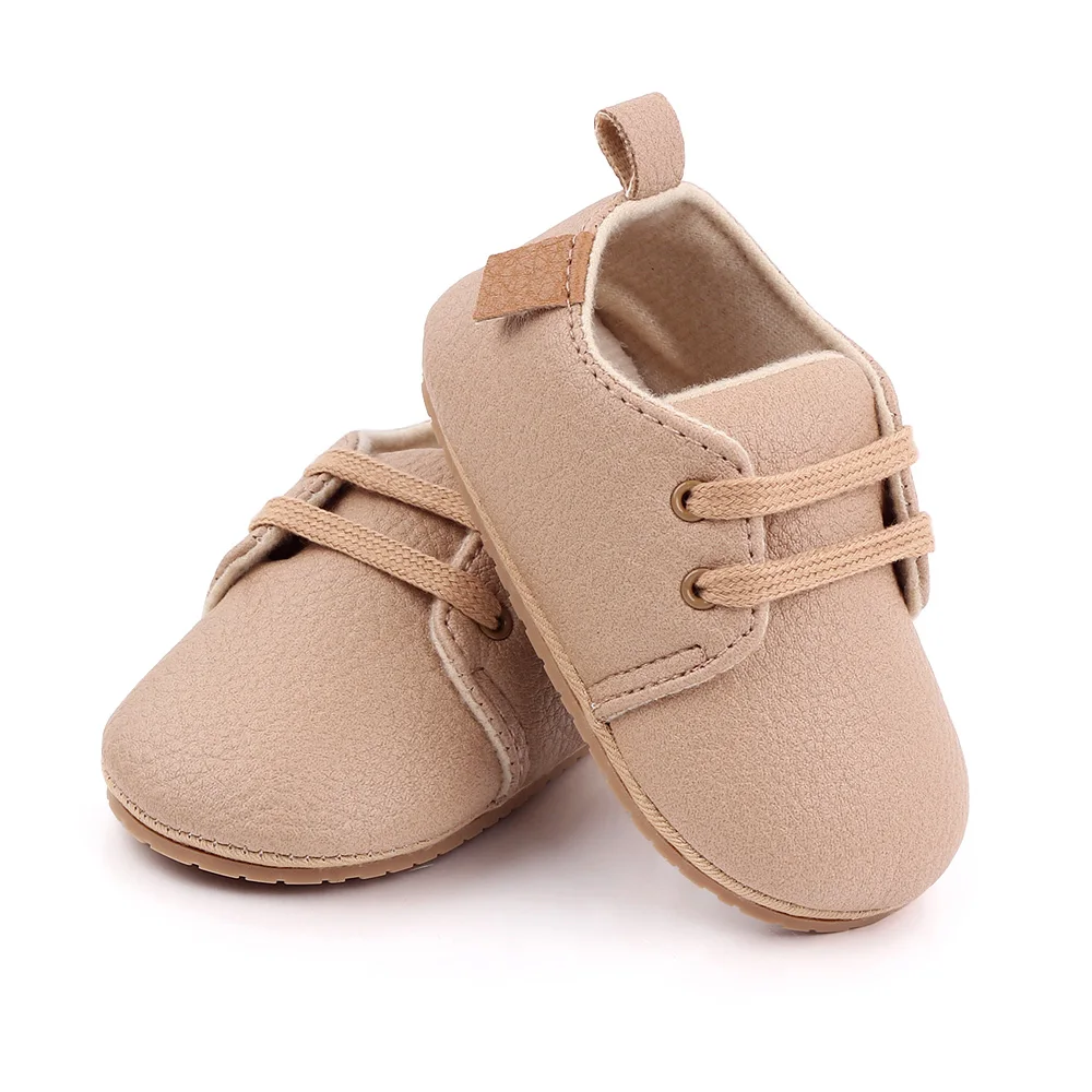 Casual Baby Boys Non-slip TPR Sole Newborn Toddler Lace Shoes Infant Dress Boys Shoes details
