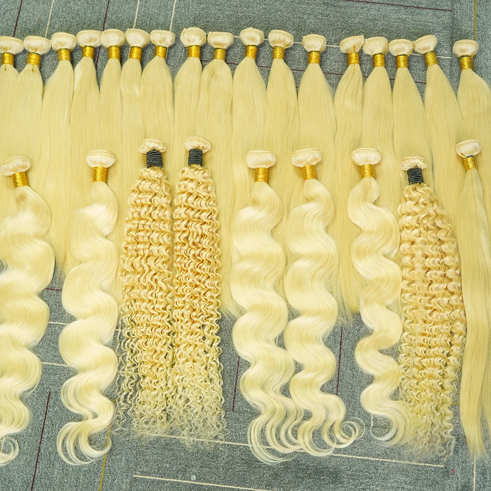 26 28 30 Inch Raw Virgin Natural 613 Blonde Hair Bundles With Lace Frontal Closure,Best 100 Percent Pure Chinese Hair Bundles