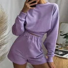 Women 2021 Custom Shorts Set Cropped Loungewear Women Sets Crewneck Sweatshirt Women's Sweaters