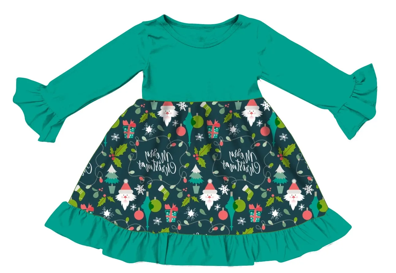 Hot Selling 2023 Baby Girls Dresses Custom Christmas Comfortable Fabric Baby Autumn&Winter Dresses For Girls