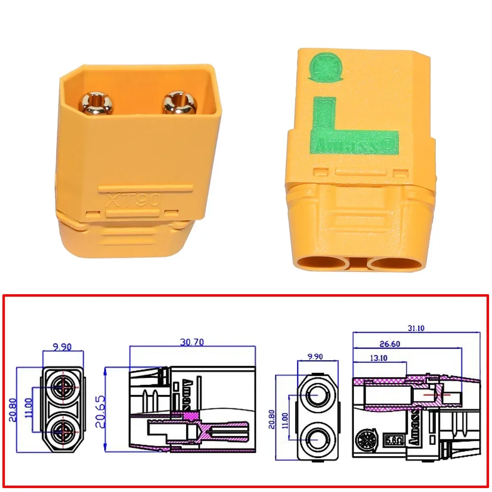 Boladge Amass XT90-S XT90S XT90 mannelijke stekker- en bus-connector- adapters met behuizing voor RC auto, vrachtwagen, drone, quadcopter, borstelloze motor, FPV-accu, 10 paar