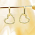 Shaped Earrings Earrings Hoop Earrings IVIAPRO Wholesale Gold Plated Jewelry Heart Shaped CZ Hoop Earrings