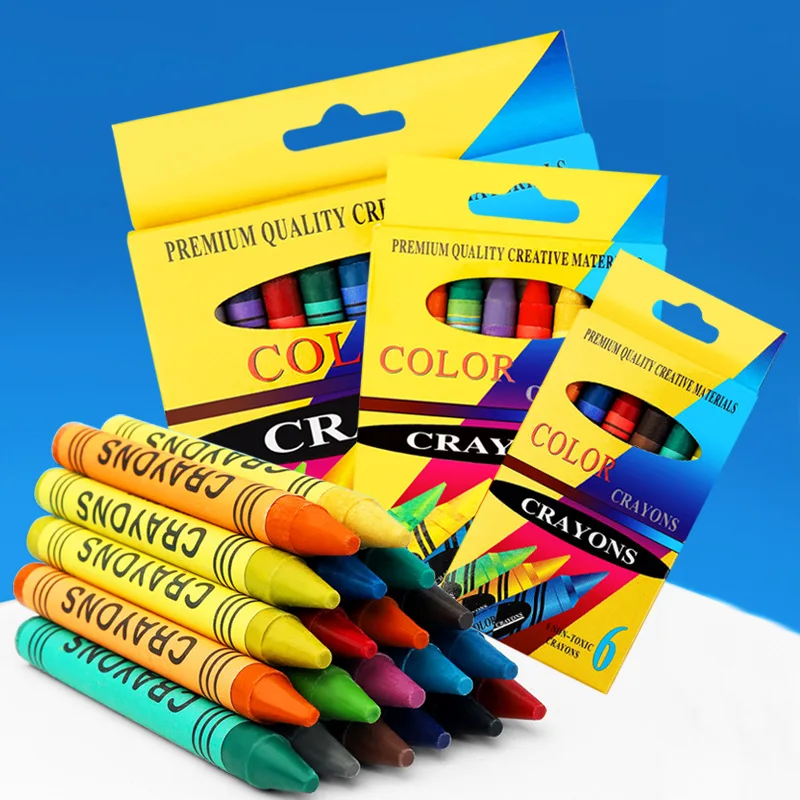 Wholesale Customized Non Toxic Wax Round Crayon Set Kids Drawing 4 Pcs