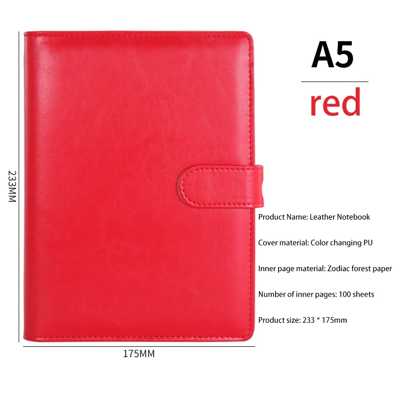 Eco Friendly Soft Cover PU Embossed Journal A5 Leather Buckle Notebook With Customized Promotion Logo Diary Notebook